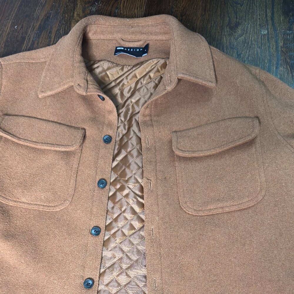 ASOS Design Men's Camel Wool-Blend Shacket | Quilted Lining | Size Small | Like